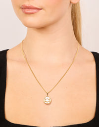 Waterproof Gold Plated Stainless Steel Circle Gemini Zodiac Sign Necklace - link has visual effect only