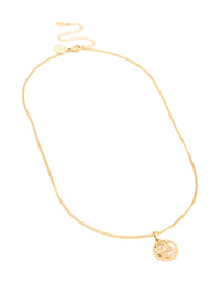 Waterproof Gold Plated Stainless Steel Circle Capricorn Zodiac Sign Necklace - link has visual effect only
