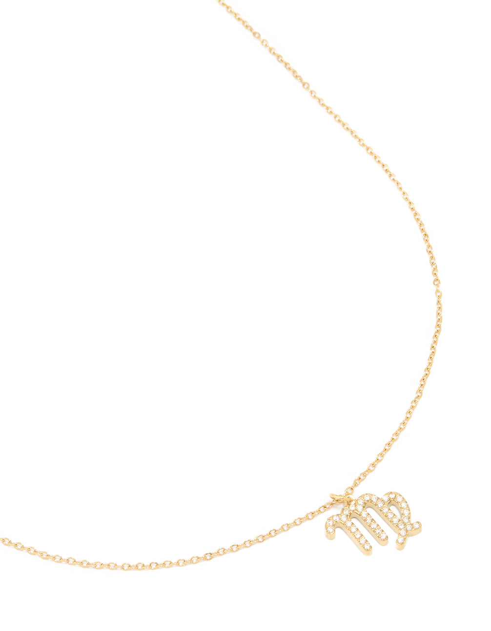 Waterproof Gold Plated Stainless Steel Cubic Zirconia Virgo Zodiac Sign Necklace