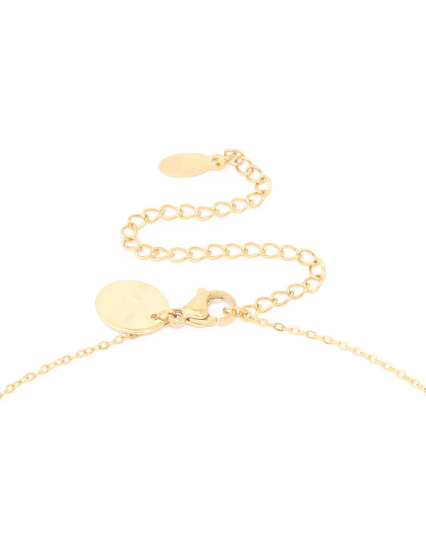 Waterproof Gold Plated Stainless Steel Cubic Zirconia Pisces Zodiac Sign Necklace
