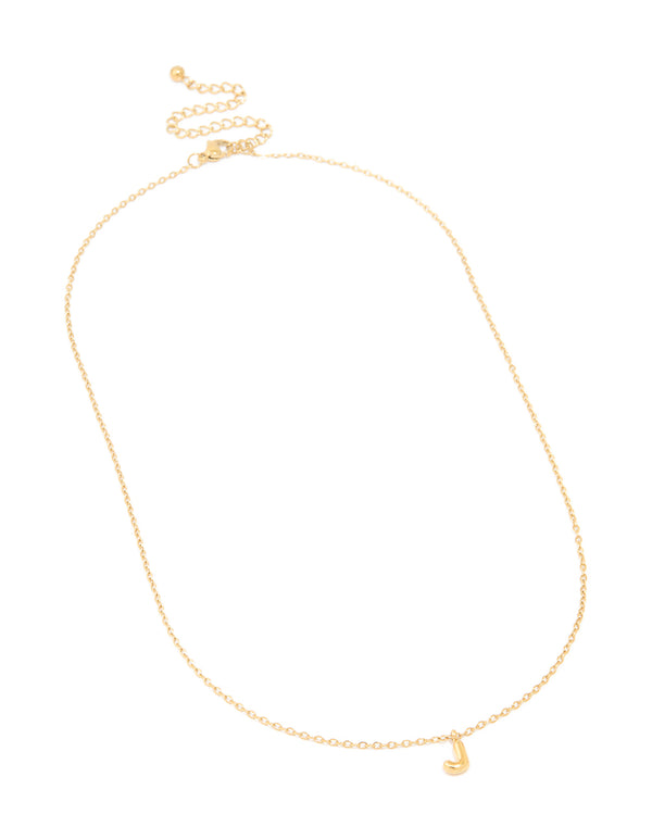 Waterproof Gold Plated Stainless Steel Mini Bubble Letter J Necklace