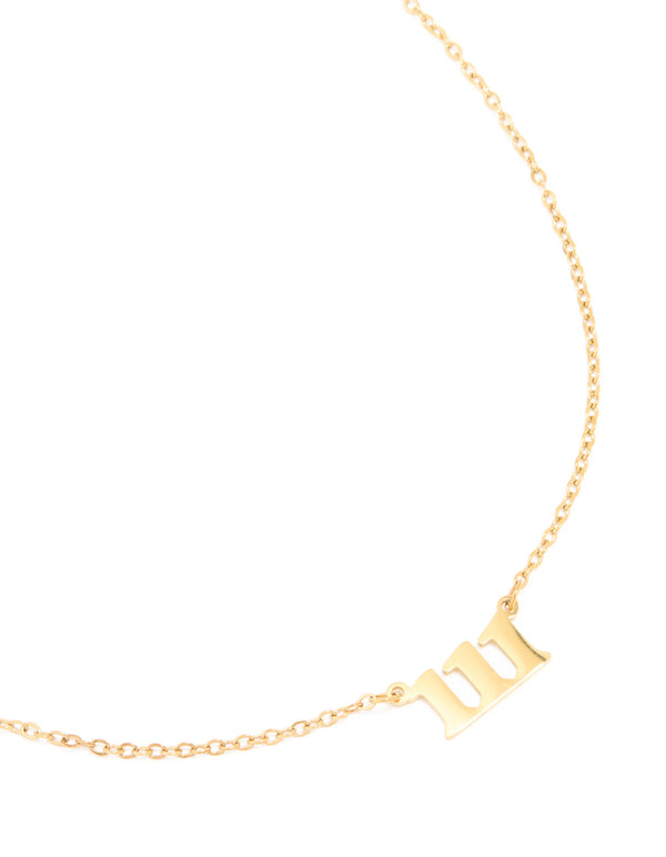 Waterproof Gold Plated Stainless Steel Angel Number 111 Necklace
