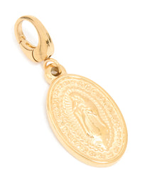 Waterproof Gold Plated Stainless Steel Mary Disc Charm - link has visual effect only