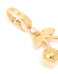 Waterproof Gold Plated Stainless Steel Bow Cherry Charm - link has visual effect only