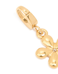 Waterproof Gold Plated Stainless Steel Flower Diamante Charm - link has visual effect only