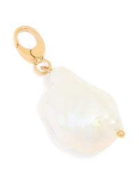 Waterproof Gold Plated Stainless Steel Freshwater Pearl Charm - link has visual effect only