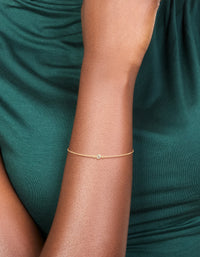Gold Plated Brass Cubic Zirconia Circle Diamante Detail Bracelet - link has visual effect only