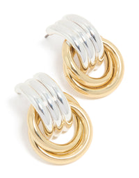 Mixed Metal Plated Doorknocker Knot Earrings - link has visual effect only