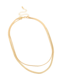Gold Plated Fine & Snake Chain Layered Necklace - link has visual effect only
