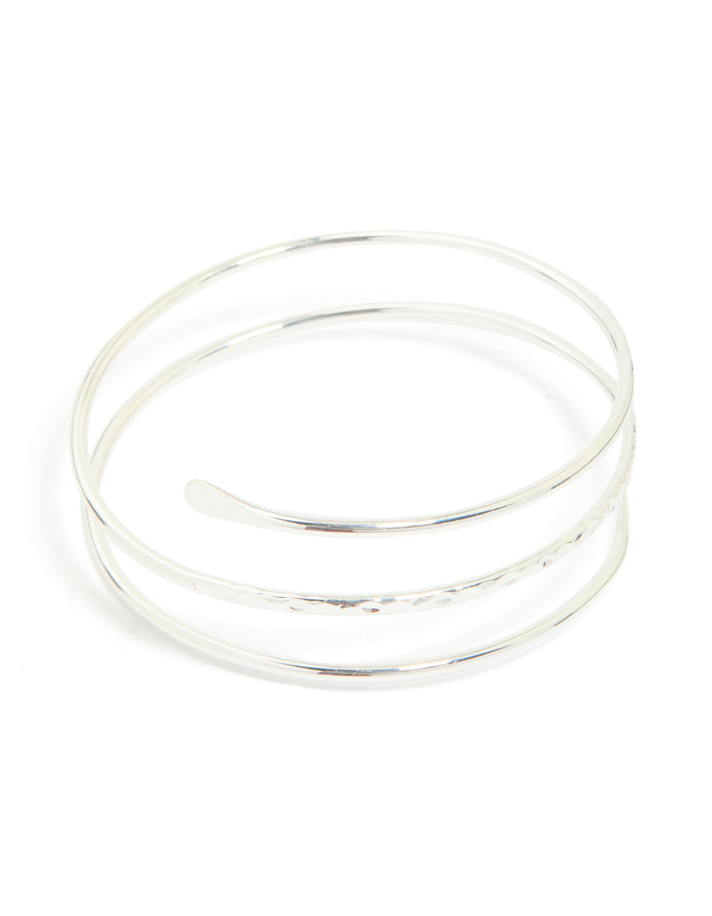 Silver Plated Textured Wrap Arm Cuff