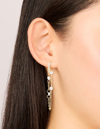 Gold Plated Cubic Zirconia Chain Huggie Earrings - link has visual effect only
