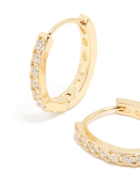 Gold Plated Cubic Zirconia Lovely Hoop Earrings - link has visual effect only