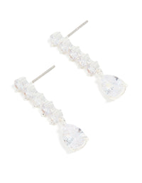 Silver Plated Cubic Zirconia Lovely Pear Drop Earrings - link has visual effect only