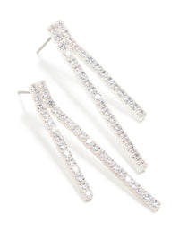Silver Plated Cubic Zirconia Asymmetrical Cup Chain Drop Earrings - link has visual effect only