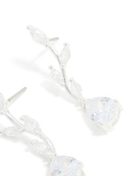 Silver Plated Cubic Zirconia Lovely Pear Vine Earrings - link has visual effect only