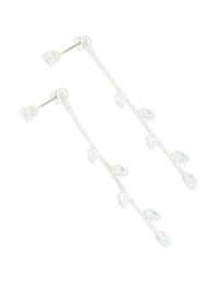 Silver Plated Cubic Zirconia Gleaming Leaf Drop Earrings - link has visual effect only