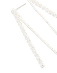 Silver Plated Cubic Zirconia Mixed Textured Cup Chain Drop Earrings - link has visual effect only