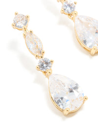 Gold Plated Mini Cubic Zirconia Fancy Drop Earrings - link has visual effect only