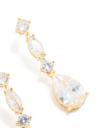 Gold Plated Mini Cubic Zirconia Fancy Drop Earrings - link has visual effect only