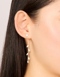 Gold Plated Cubic Zirconia Gleaming Leaf Drop Earrings - link has visual effect only