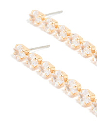 Gold Plated Cubic Zirconia Long Floral Drop Earrings - link has visual effect only