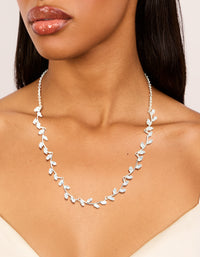Silver Plated Cubic Zirconia Floral Vine Necklace - link has visual effect only