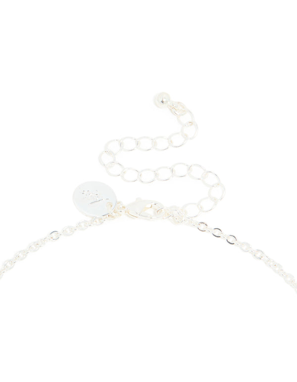 Silver Plated Cubic Zirconia Floral Vine Necklace