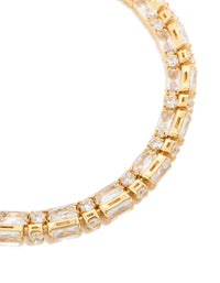 Gold Plated Cubic Zirconia Layered Bracelet - link has visual effect only