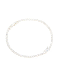 Silver Plated Cubic Zirconia Rectangular Tennis Bracelet - link has visual effect only