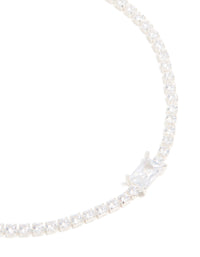 Silver Plated Cubic Zirconia Rectangular Tennis Bracelet - link has visual effect only