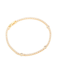 Gold Plated Circle Cubic Zirconia Tennis Bracelet - link has visual effect only