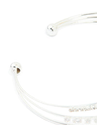 Silver Plated Cubic Zirconia Layered Wrist Cuff - link has visual effect only