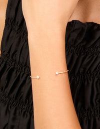 Gold Plated Cubic Zirconia Simple Wrist Cuff - link has visual effect only