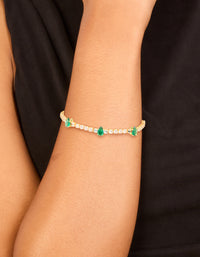 Gold Plated Emerald Cubic Zirconia Dazzling Toggle Bracelet - link has visual effect only