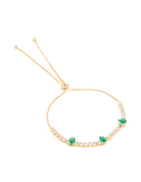 Gold Plated Emerald Cubic Zirconia Dazzling Toggle Bracelet - link has visual effect only
