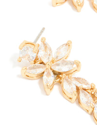 Gold Plated Cubic Zirconia Medium Flower Drop Earrings - link has visual effect only