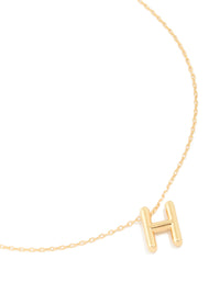 Gold Plated Bubble Letter H Necklace - link has visual effect only