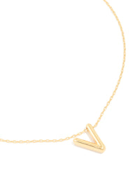 Gold Plated Bubble Letter V Necklace - link has visual effect only
