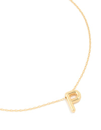 Gold Plated Bubble Letter P Necklace - link has visual effect only