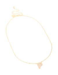 Gold Plated Cubic Zirconia Pave Letter P Necklace - link has visual effect only
