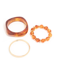 Gold & Brown Acrylic Brown Bangles 3-Pack - link has visual effect only