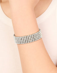 Gunmetal Silver Diamante Stretch Bracelet - link has visual effect only