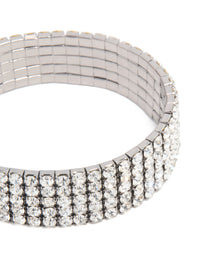 Gunmetal Silver Diamante Stretch Bracelet - link has visual effect only