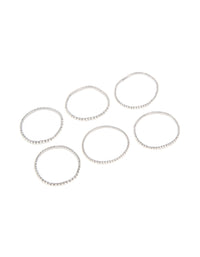 Gunmetal Silver Diamante Stretch Bracelets 6-Pack - link has visual effect only