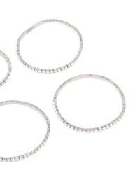 Gunmetal Silver Diamante Stretch Bracelets 6-Pack - link has visual effect only