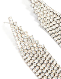 Gunmetal Silver Diamante Slanted Cup Chain Earrings - link has visual effect only