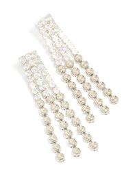 Silver Cubic Zirconia Half Cup Chain Drop Earrings - link has visual effect only