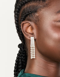 Silver Cubic Zirconia Half Cup Chain Drop Earrings - link has visual effect only