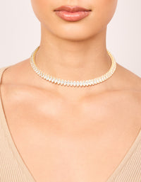 Gold Cubic Zirconia Choker Necklace - link has visual effect only