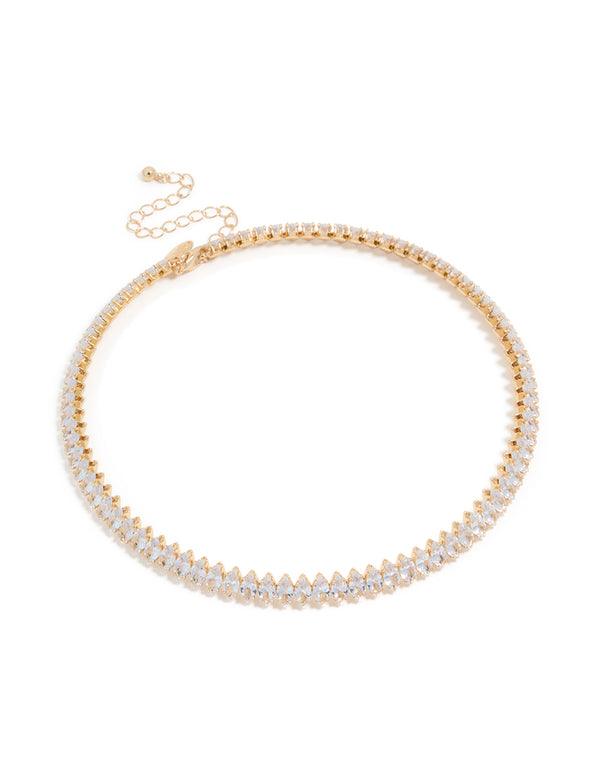 Gold Cubic Zirconia Choker Necklace